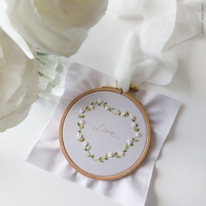 LOVE Valentine's day, Wedding Embroidery Hoop, DIY Embroidery, Craft ideas, Gift for Valentines Day, bullion stitch image 9