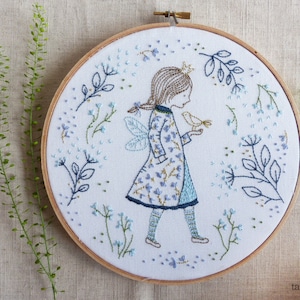 Winter Fairy - Christmas wall art, Fairy princess, Fairy wall art, Baby girl embroidery, Hand embroidery kit, Homemade craft, diy craft kit