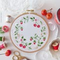 Cherries & Strawberries - Embroidery Art Kit, Creative Diy, Craft Kit, Strawberry Embroidery Gift, Wall Art Embroidery, Strawberry Decor Diy product logo