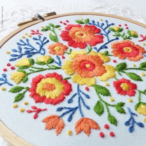 Colorful Flowers Hand Embroidery Kit, Embroidery Pattern, Embroidery Art, Hoop Art,Craft Kit,Broderie,Modern Embroidery,Advanced image 8