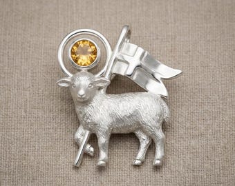 Lamb of God Pendant, Christian Silver Lamb Necklace, Agnus Dei Jewelry, Religious Sheep Charm, Catholic Faith Pendant