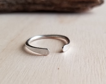 Silver Cuff Ring. Travelers Cuff Ring. Simple Everyday Ring. Open Front Ring. Argentium Silver Ring. Everyday Jewelry. Modern Minimal