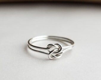 Double Knot Ring. Silver Love Knot Ring. Best Friends Ring. Silver Puzzle Knot Ring. BFF Bridesmaid Jewelry. Gift For Her. Promise Ring.