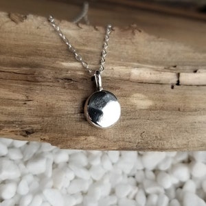 Silver Worry Stone Necklace. Recycled Silver Pendant. Silver Pebble Pendant Necklace. Everyday Jewelry. Fidget Necklace. Anxiety Jewelry.