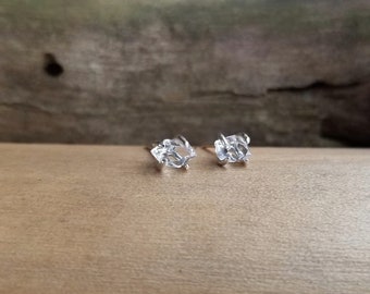 Herkimer Diamond Earrings. Gemstone Stud Earrings. Crystal Quartz Stud Earrings. Everyday Prong Stud Earrings. April Birthstone Earrings.