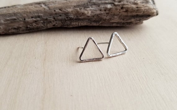 Silver Triangle Studs. Open Triangle Earrings. Casual Everyday | Etsy