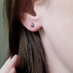 Tiny Leaf Stud Earrings. Dainty Silver Leaf Earrings. Hand Forged Leaves. Recycled Silver Stud Earrings. Lightweight Everyday Earrings.