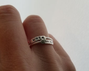 Custom Four Letter Word Ring. One Custom Ring. Simple Everyday Jewelry. Dainty Statement Ring. Sassy Jewelry. Bff Gift. Small Letter Ring.