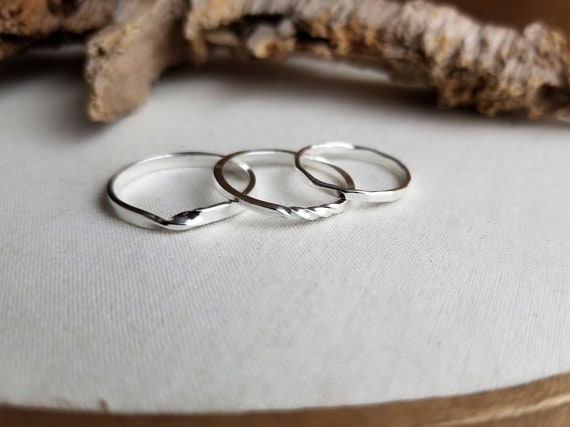 Triple Möbius Ring. Silver Twist Stacking Ring. Moebius