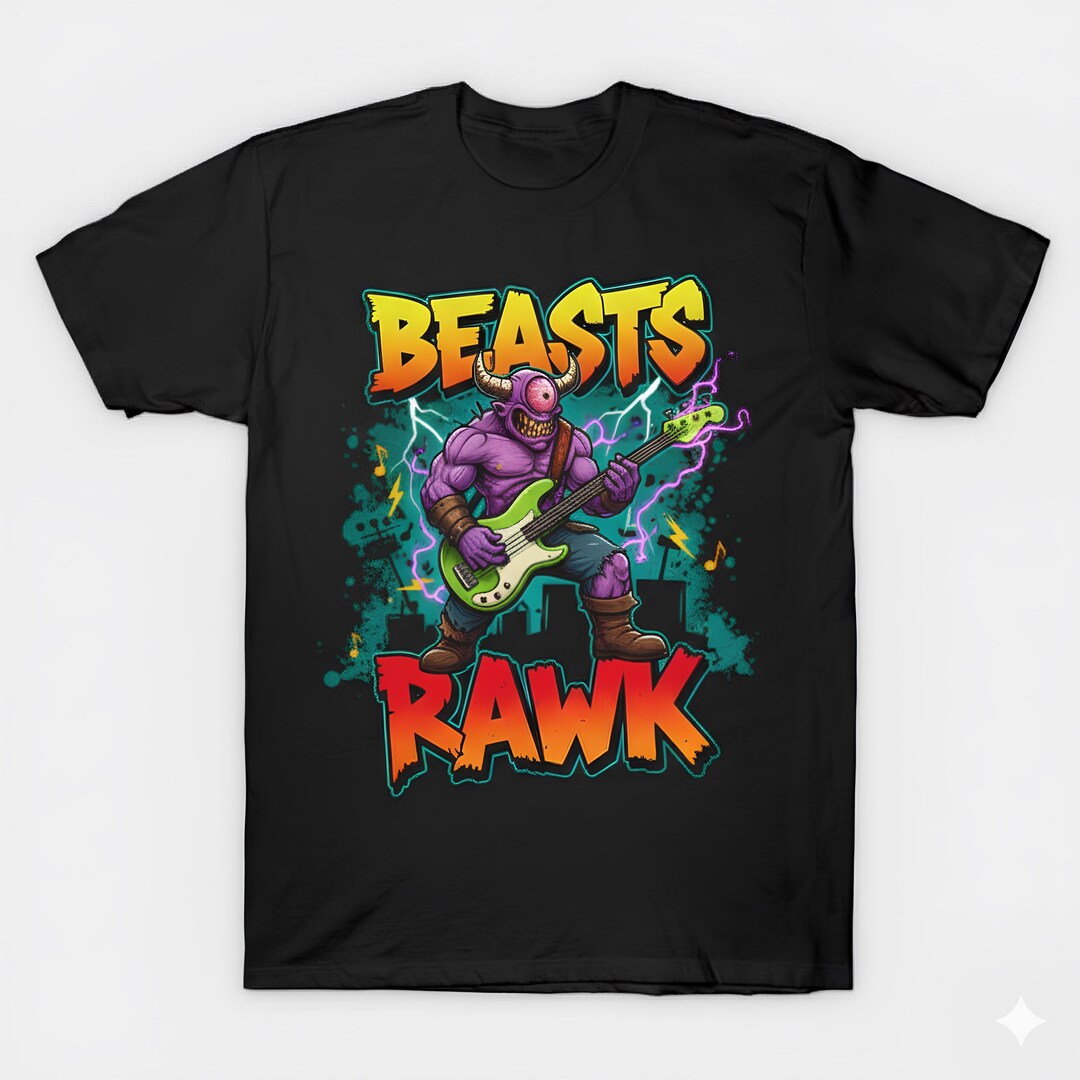 Beasts Rawk Short Sleeve Black T-shirt Size S-4X Casual Cool Classic - Etsy