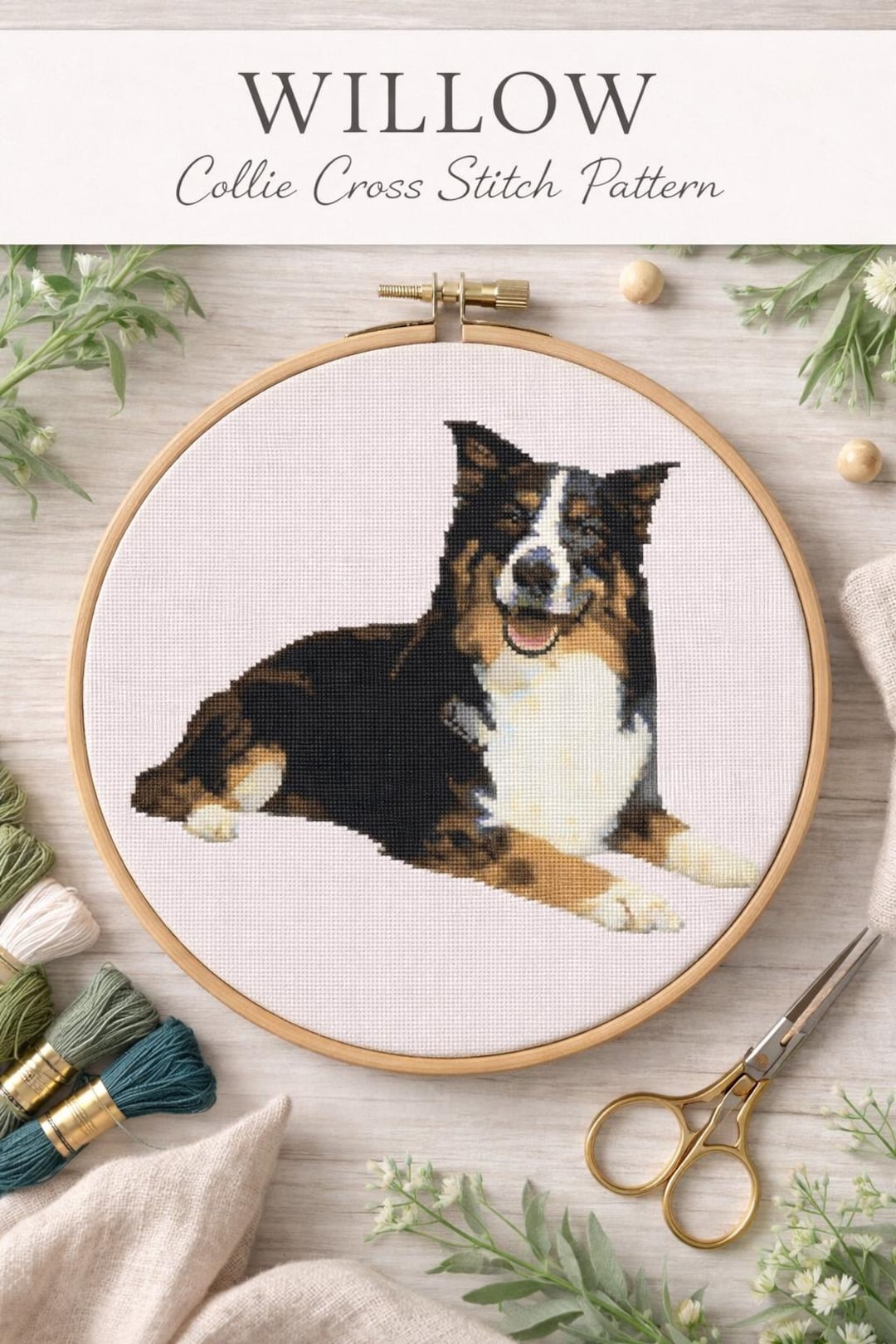Collie Cross Stitch Pattern PDF | Dog Portrait | Intermediate | Pattern ...