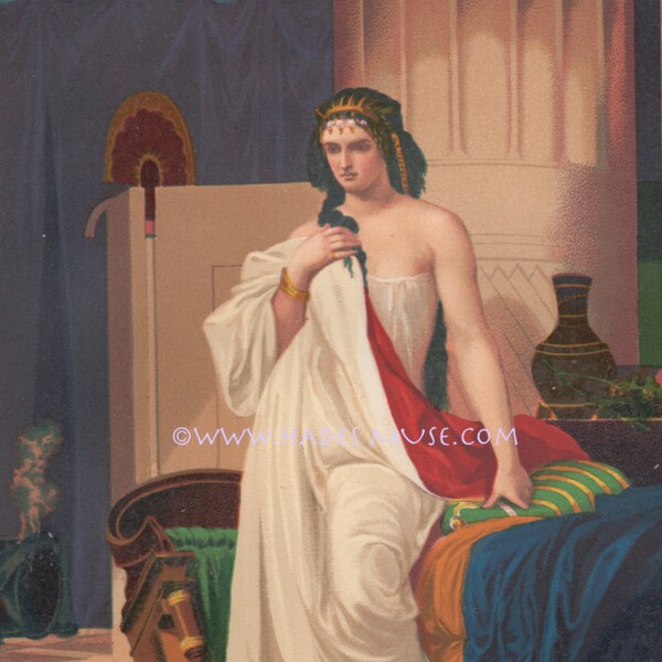 Dangerous Temptress-Delilah The Destroyer-Samson-Hair-1873 Old Antique Vintage Art Print-Picture-Bible Heroine-Power Of Women-Book Of Judges