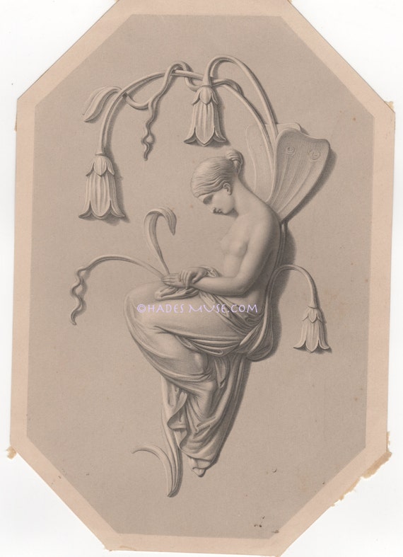 Fleur Est Triste Blue Bell Lady Nu Fee Deuil 1850 Vieux Etsy