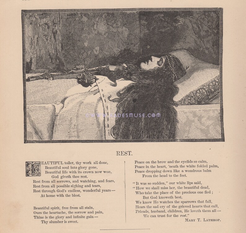 Rest In Peace-Sorrow-Death Poetry-Poem-Gothic-Mourning-Wood image 0