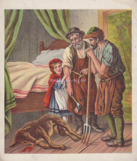 1870 Dead Wolf-little Red Riding Hood-grandma's House-children's