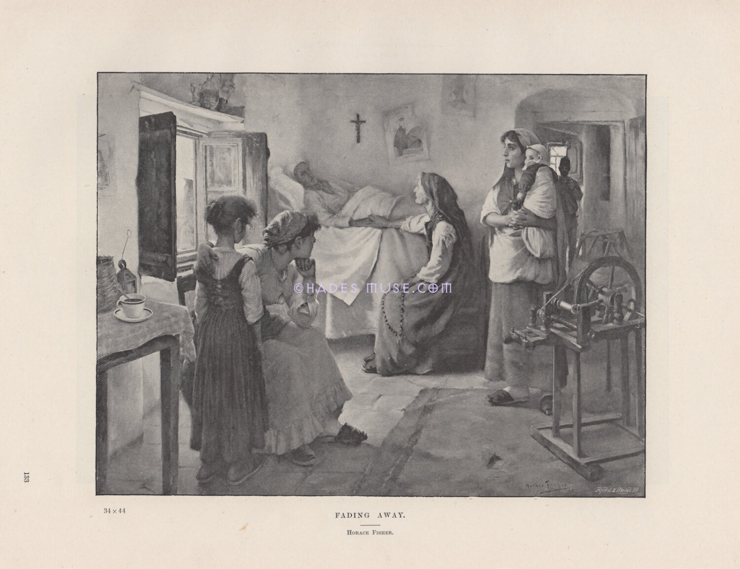 Fading Away Dying Man Death Bed Last Rites Loving Family Etsy Uk