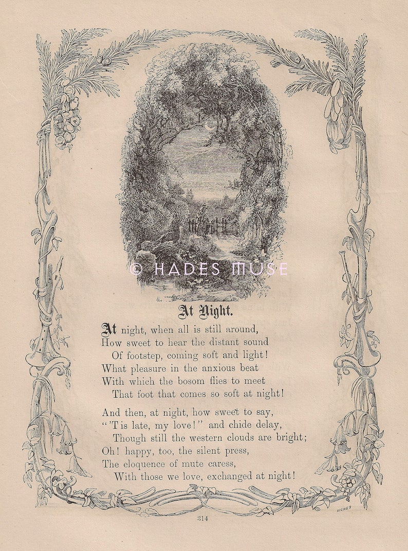 Lovers Meet At Night-Gothic-Goth-1872 Antique Vintage Art image 0