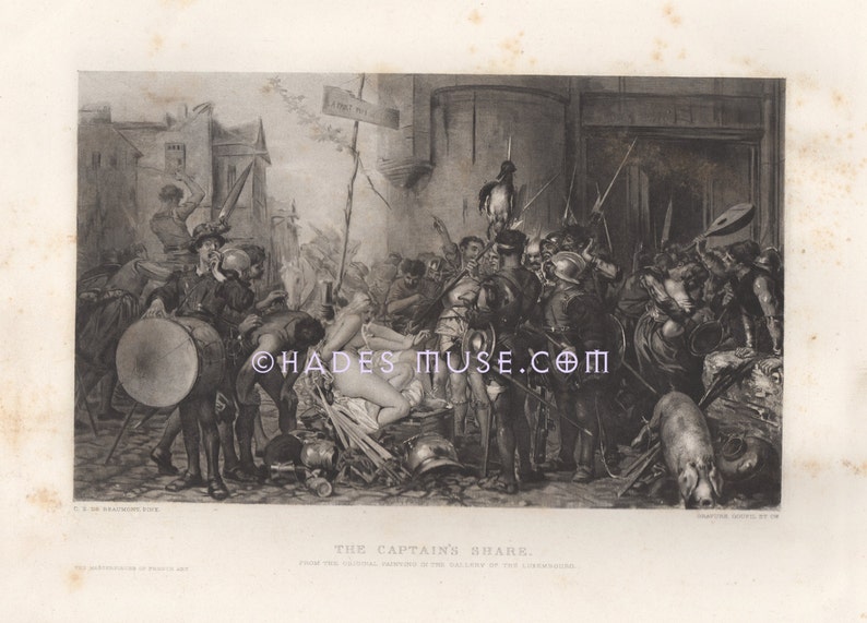 Nude Female Captives-captain's Share-pillage-soldiers-celebration-loot