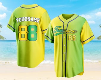 Camisa de beisebol personalizada com efeito degradê, camisa personalizada para o time, presente com nome e número.