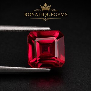 Rubí rojo natural suelto de 10 quilates, talla radiante, certificado AAA, ideal para joyería y anillos personalizados. Gema premium certificada de alta calidad.