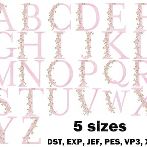 Floral Embroidery Font Alphabet – Machine Embroidery Letters – Digital Design Files