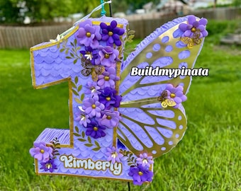 Gold foil Butterfly themed piñata customizable leave a note at checkout with the number you want !