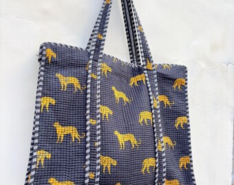Bolsa tote acolchoada para damas de honra, bolsa de compras para noiva com estampa de leopardo, bolsa de praia para bebê.