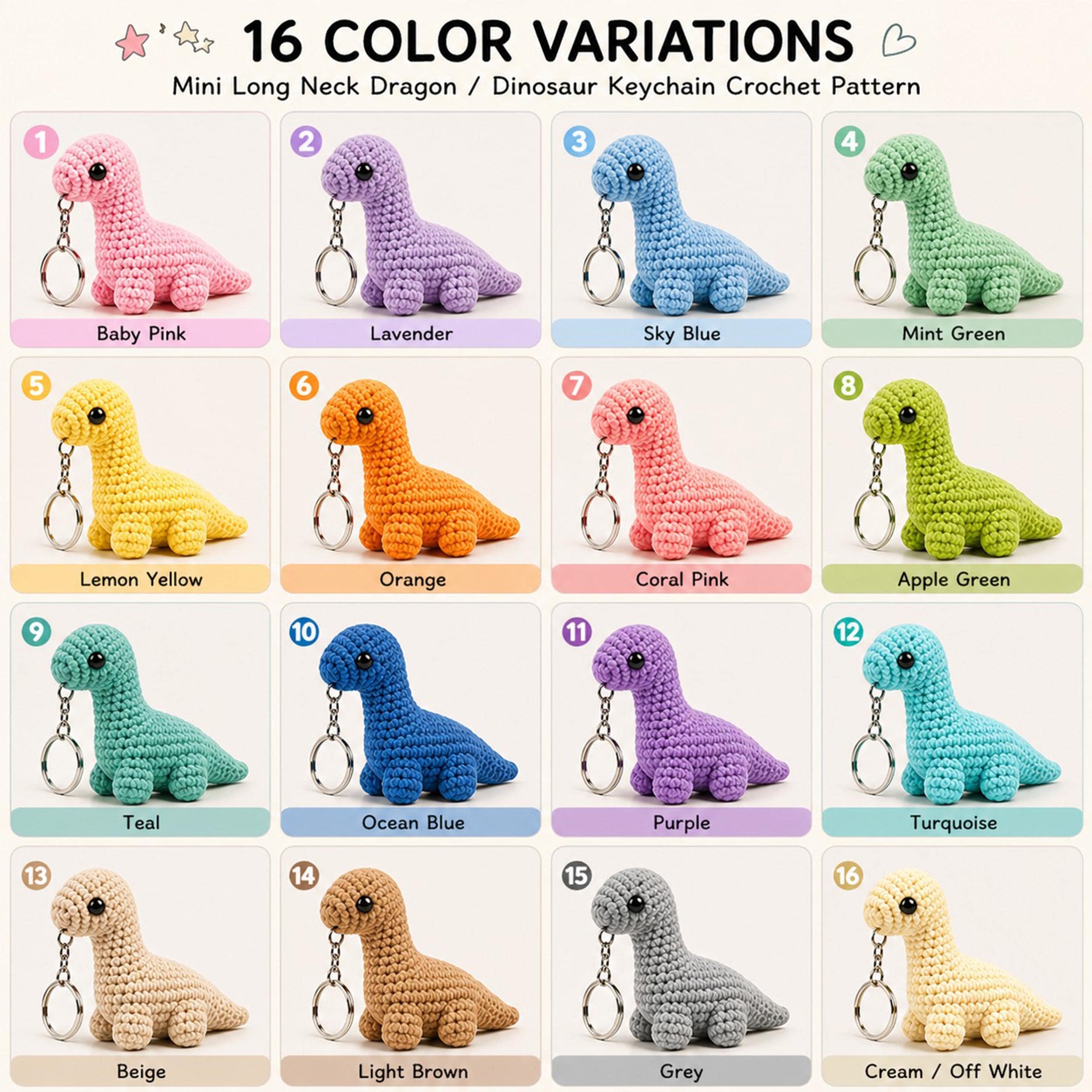 Crochet Dinosaur Keychain Pattern Bundle