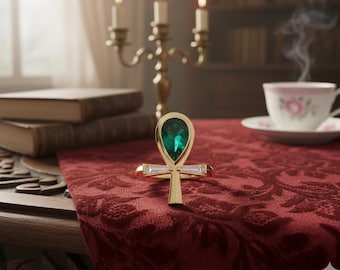Bague en or et émeraude Ankh | Bijoux spirituels égyptiens