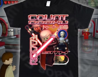 Complete Saga Count Dooku T-Shirt | Y2K Lego-inspired Star Wars Video Game 90s 2000s Brick Vintage Streetwear