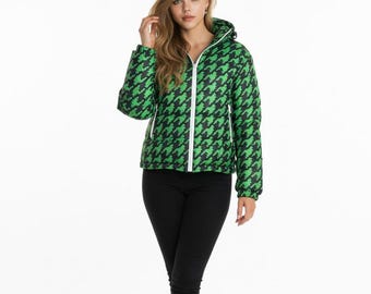Women’s Green Camo Zip Up Bomber Jacket Street Style Essential