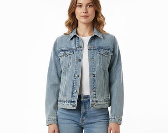 Chaqueta vaquera corta de lavado claro, estilo streetwear vintage, Y2K