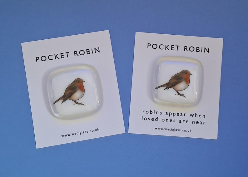 Robin Gift Set Pocket Robin Fused Glass, Friendship Gift, Keepsake, Gift, Remembrance ...