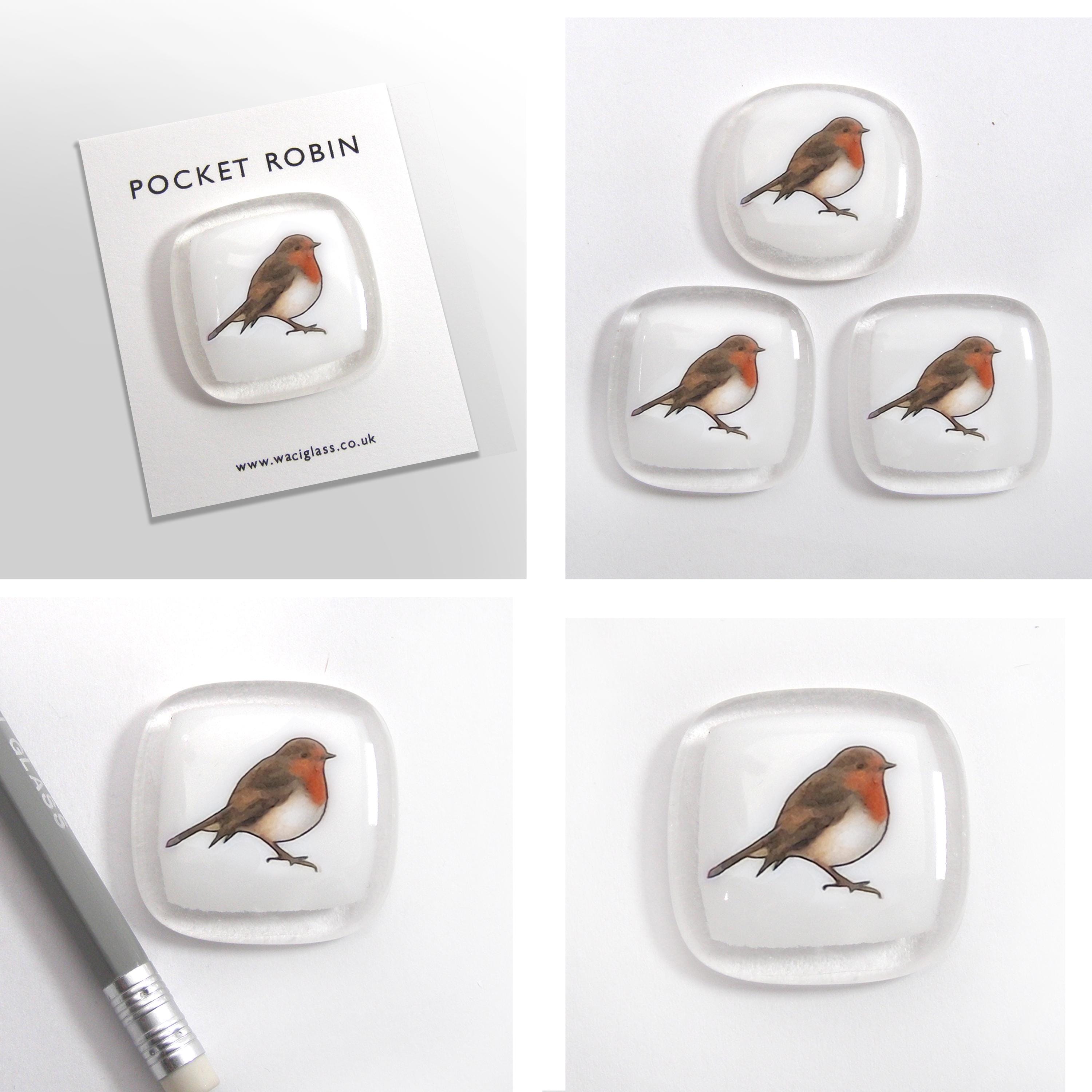 Robin Gift Set Pocket Robin Fused Glass, Friendship Gift, Keepsake, Gift, Remembrance ...