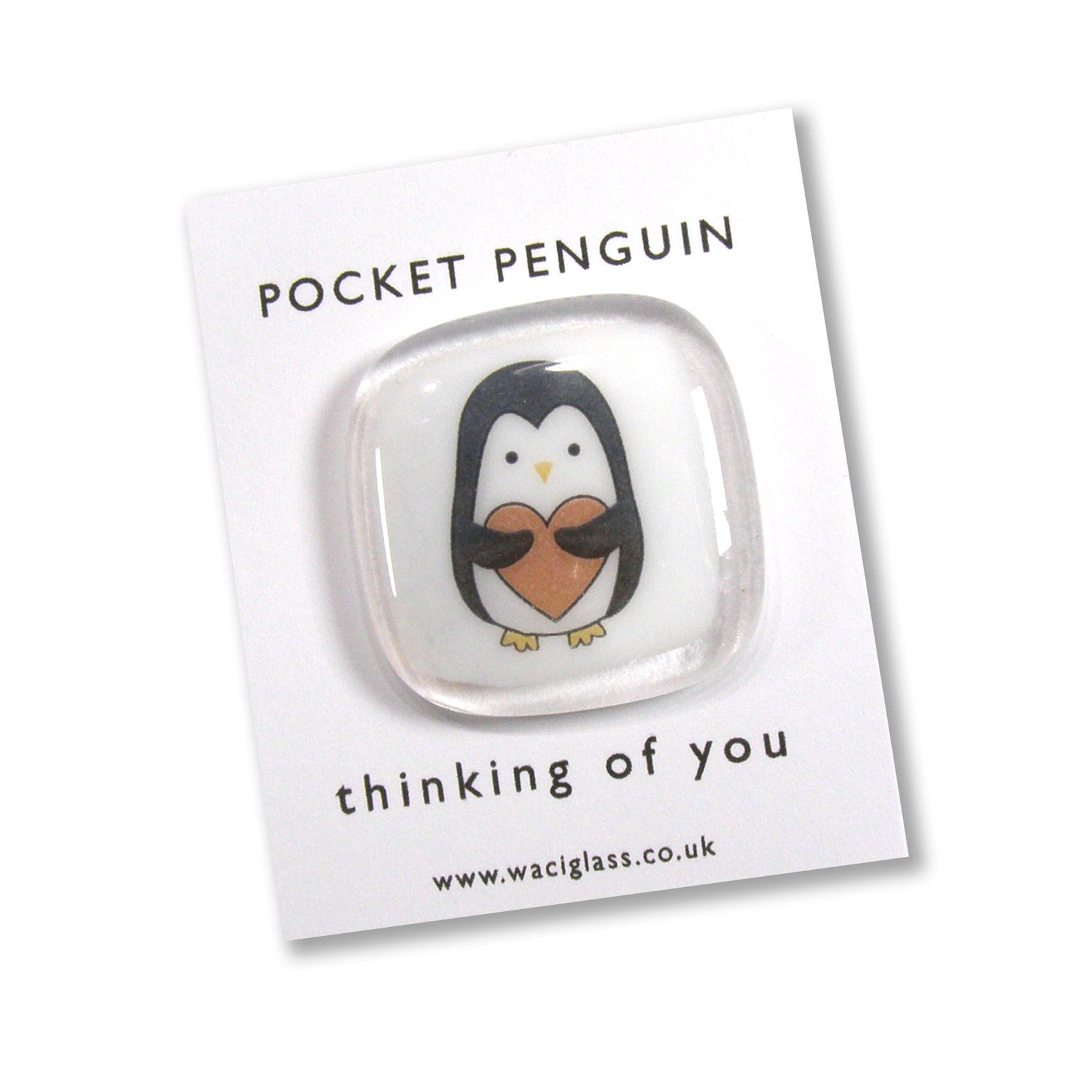 Pocket Penguin Fused Glass hugs love you thinking of you Etsy