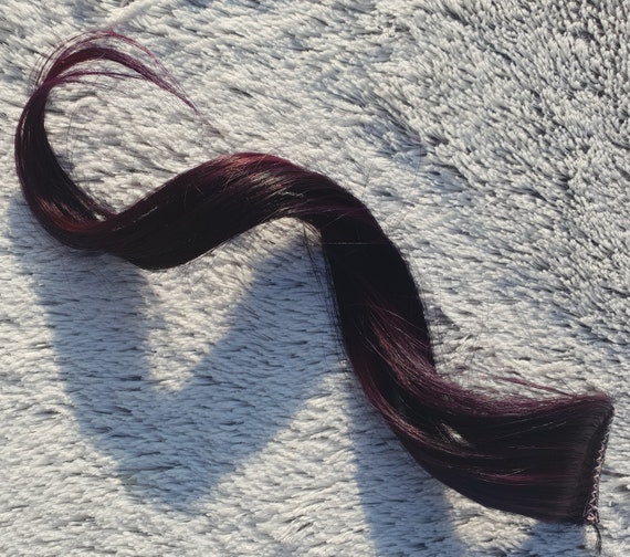 Black Cherry Hair Extensions Clip In Human Hair Streaks Etsy