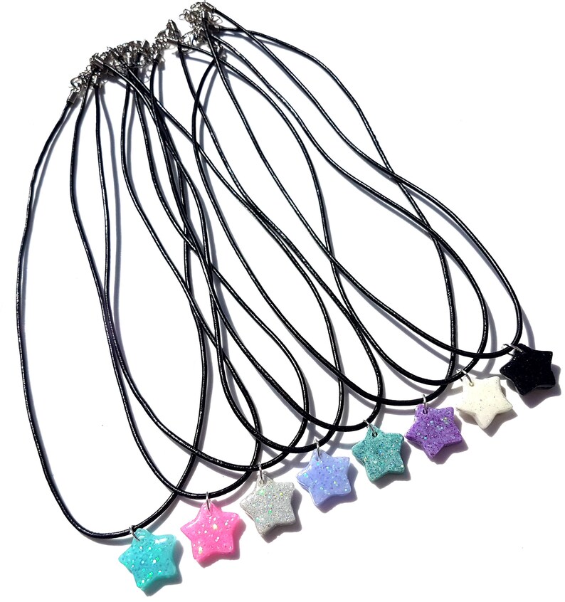 Blue Resin Star Choker Necklace Cute Lolita Jewellery Soft Grunge Anime Halloween Jewellery Kawaii Pastel Goth Glitter Pendant