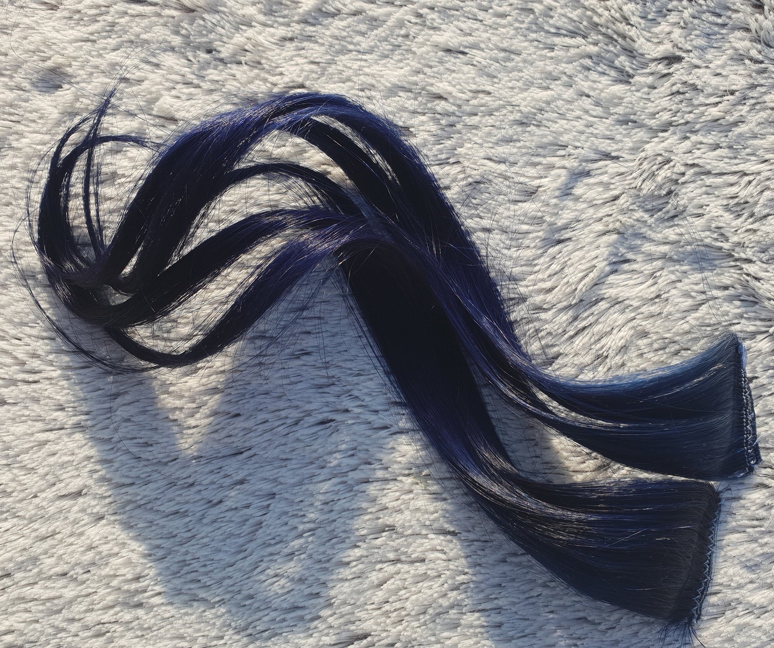 Navy Blue Hair Extensions Clip in Human Hair Streaks Etsy