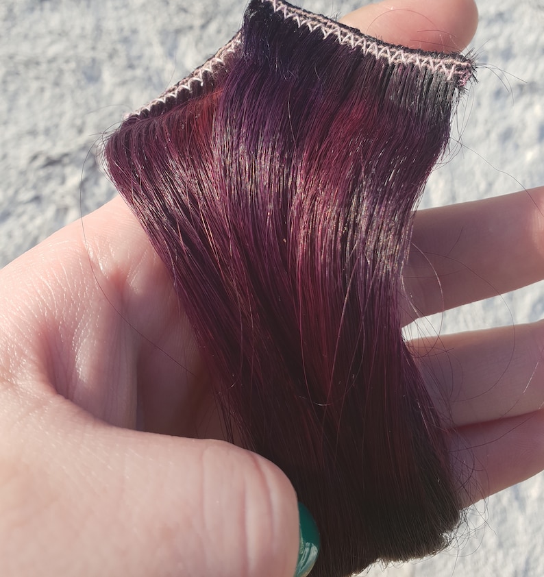 Black Cherry Hair Extensions Clip in Human Hair Streaks Etsy India