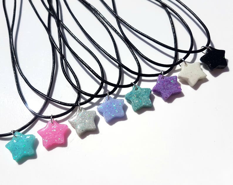 Blue Resin Star Choker Necklace Cute Lolita Jewellery Soft Grunge Anime Halloween Jewellery Kawaii Pastel Goth Glitter Pendant