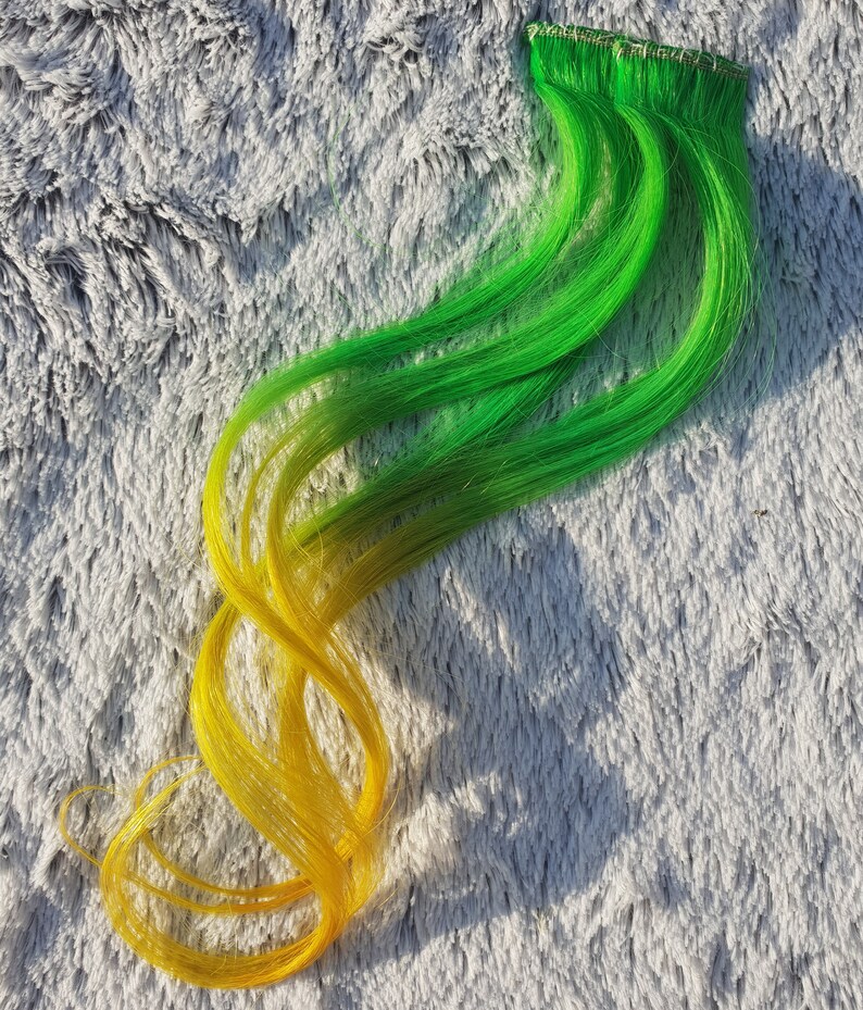 Lemon & Lime Hair Extensions Clip in Human Hair Streaks Etsy