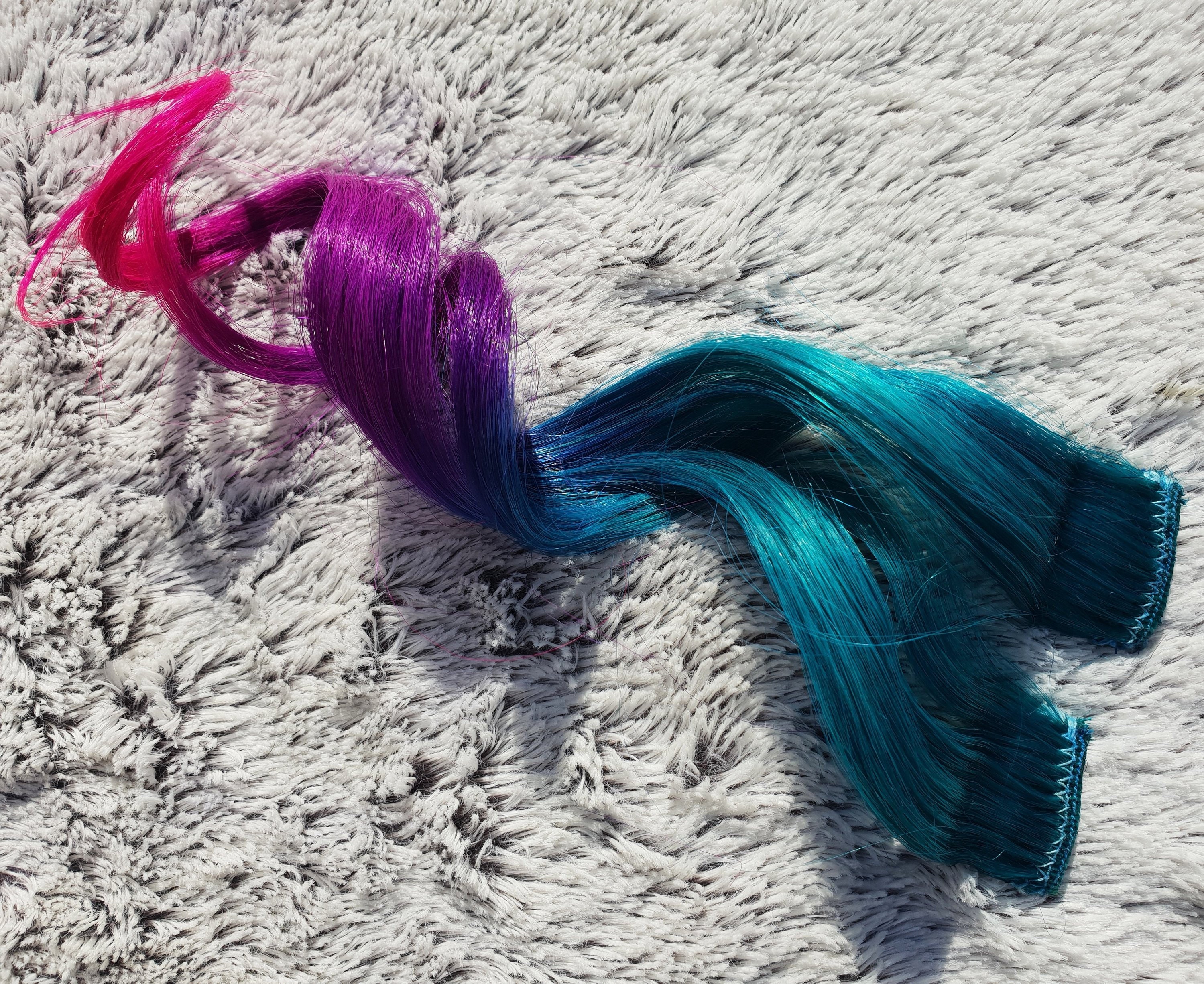 Mermaid Ombre Hair Extensions Clip in Human Hair Streaks - Etsy Denmark