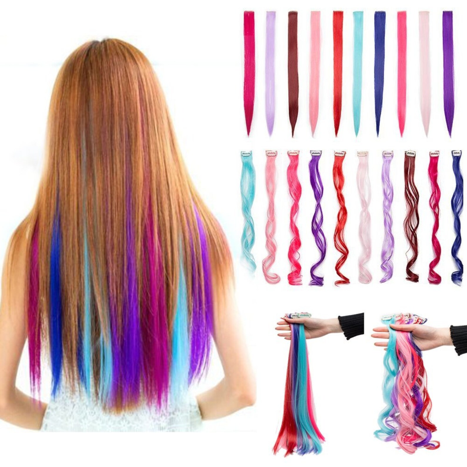 Lemon & Lime Hair Extensions Clip in Human Hair Streaks Etsy