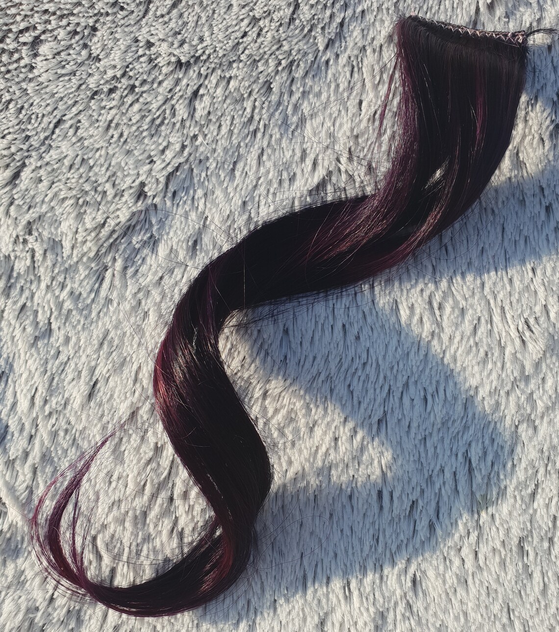 Black Cherry Hair Extensions Clip in Human Hair Streaks Etsy