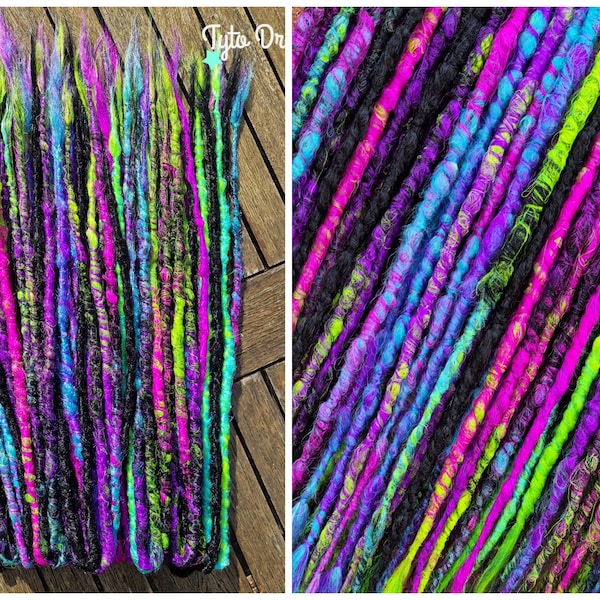 CUSTOM DE / SE Neon Lights Synthetic Dread Set -Double Ended Crochet Dreadlocks,Fake Faux Crochet Locs -Dread Hair Extension