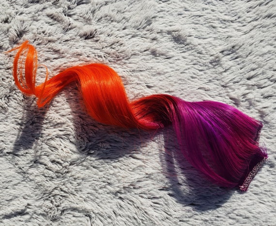Purple Orange Ombre Hair Extensions Clip In Human Hair Etsy