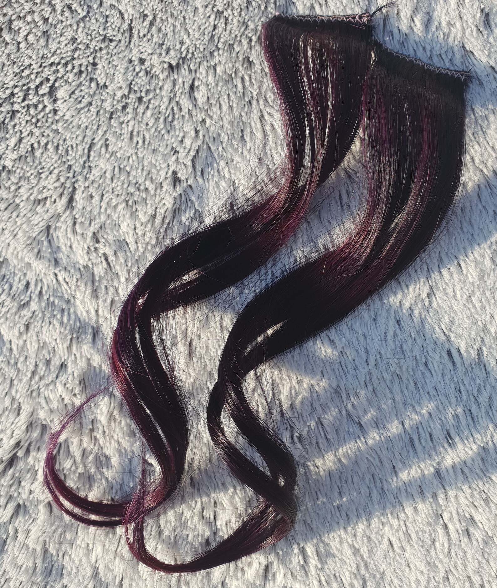 Black Cherry Hair Extensions Clip in Human Hair Streaks Etsy