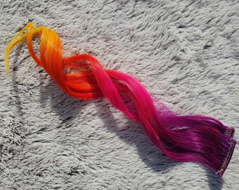 Sunset Ombre Hair Extensions Clip In Human Hair Streaks Etsy