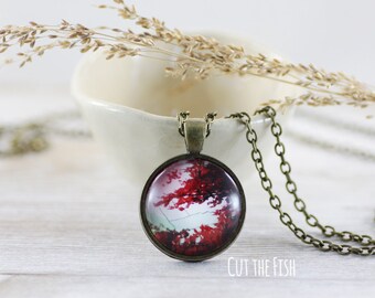 Autumn Tree Jewelry - Jewelry - Red Tree Jewelry - Autumn Tree Necklace - Gifts for Her - Autumn Necklace - Art jewelry