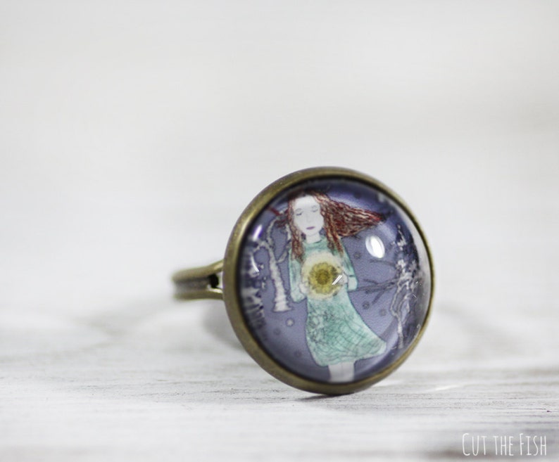 Blue Ring Adjustable Ring Blue Jewelry Ring Sun Ring Jewelry Rings Jewelry Gifts for Her Art Jewelry image 1